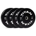 Titan Fitness Economy Olympic Bumper Plates 230 LB Set Rubber with Steel Insert Black