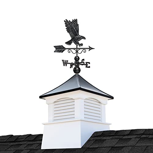 Good Directions 26" Square Coventry Vinyl Cupola with Black Aluminum Roof and Eagle Weathervane Vinyl/Black