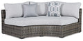 Signature Design by Ashley Harbor Court Outdoor Armless Curved Loveseat with Cushion Dark Brown & Light Gray