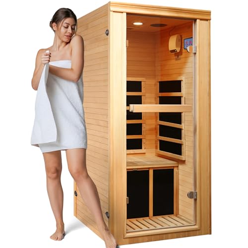 RIGO Far Infrared 1-Person Sauna Canadian Hemlock Wood