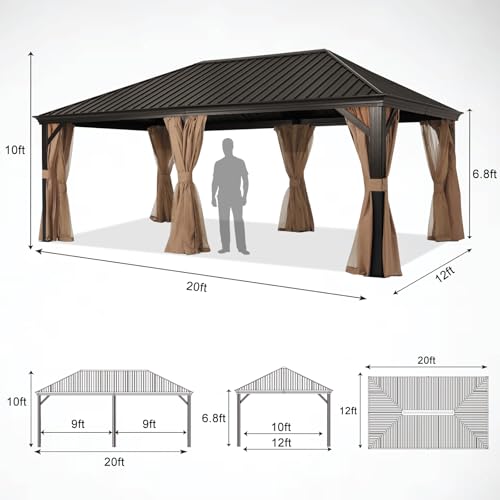 ABCCANOPY Hardtop Gazebo 12x20 Beige