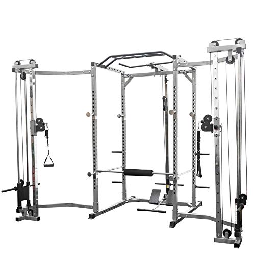 Valor Fitness BD-33BCCL Power Rack w/LAT Pull and Cable Crossover - Black