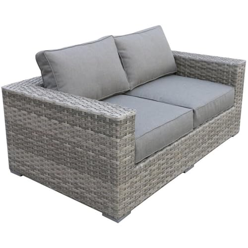 Teva Furniture Bali Two-Tone Wicker Loveseat Charcoal Gray