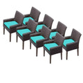 Afuera Living Wicker Patio Arm Dining Chairs Set of 8 Aruba