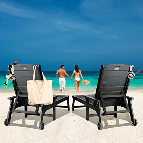 hOmeQomi Lounge Chair Set of 4 Adjustable Backrest All Weather Waterproof Black