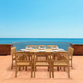 Pebble Lane Living Santorini 9pc Premium Teak Dining Set Wood