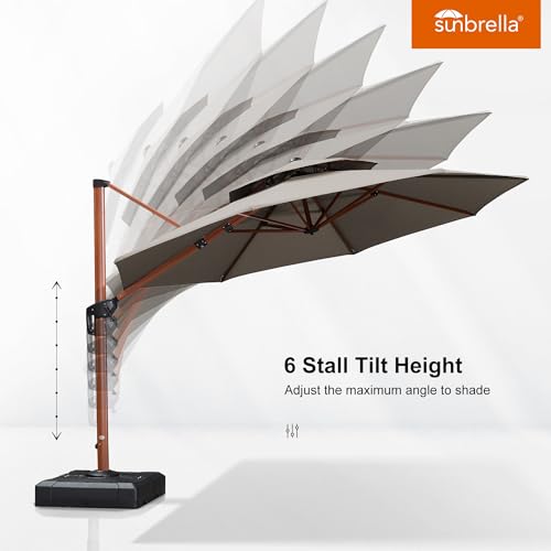 PURPLE LEAF Sunbrella 11 Feet Double Top Patio Umbrella Offset Cantilever Spectrum Graphite