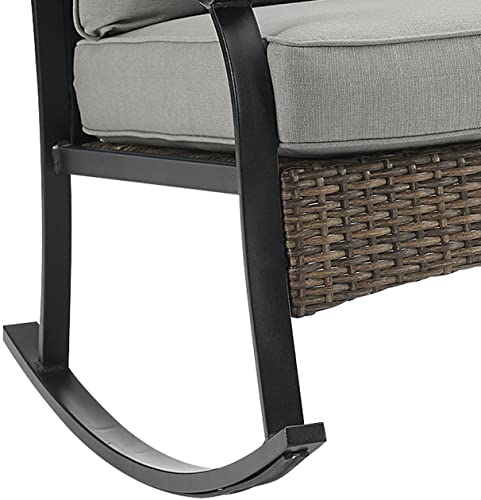 Crosley Furniture Dahlia 2-Piece Outdoor Rocking Chair Set Matte Black with Taupe Cushions