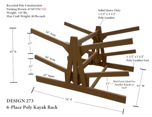 Log Kayak Rack Double Sided Freestanding Recycled Poly Kayak Rack Nutmeg Brown