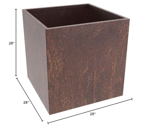 MK Designs Corten Steel Cube Outdoor Planter X-Large 28" L x 28" W x 28" H