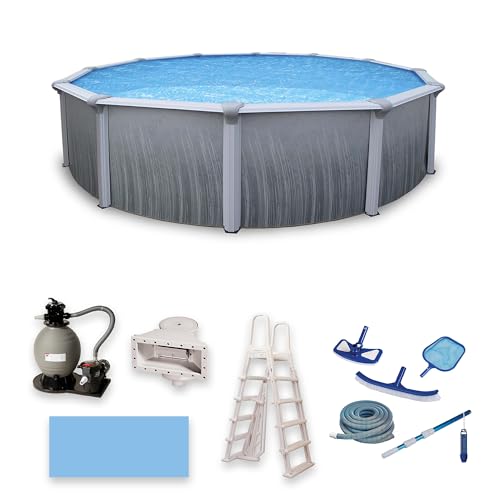 Blue Wave Martinique 21-Feet Round 52-Inch Deep Metal Wall Pool Package Gray/Blue