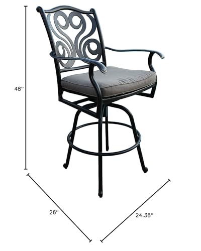 GrandPatioFurniture.com 4 Outdoor 24" Counter High Cast Aluminum Swivel Bar Stool Brown