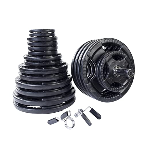 Body-Solid 500-Pound Rubber Grip Olympic Barbell Set with 7 ft. Bar Chrome