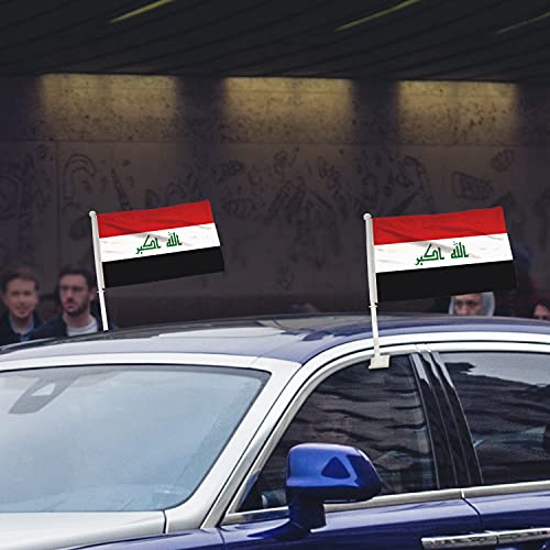BANNER BUZZ MAKE IT VISIBLE Iraq Car Flag Window Clip 18” X 12” Double-Sided Printing Pack of 100