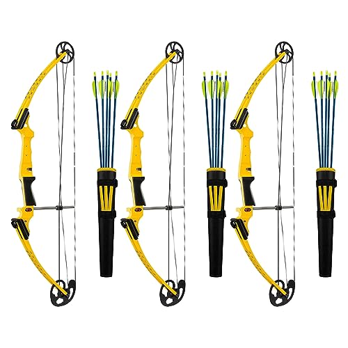 GENESIS Archery Original Adjustable Right-Handed Compound Bow Kit with Belt Quiver, Arm Guard, Arrows Yellow