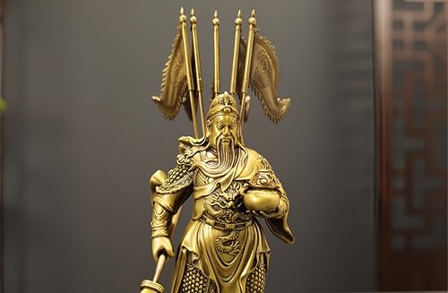 FENGSHUI-CAISHEN Guan Yu Statue Brass 27 Inch God of Wealth Fortune Figurine