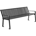 Global Industrial 6 ft Outdoor Park Bench with Back Vertical Steel Slat Black