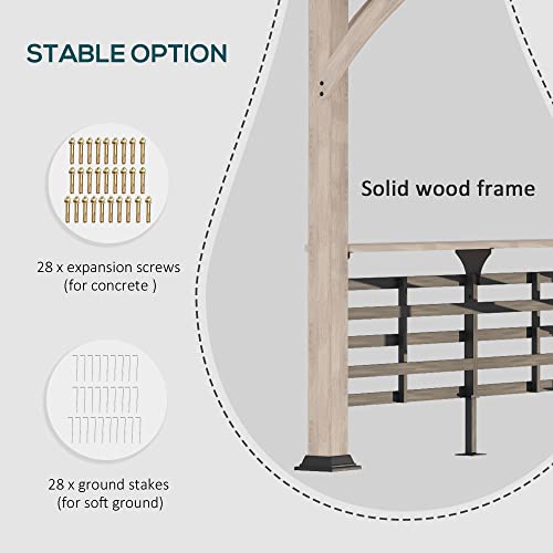 Outsunny 11' x 11' Hardtop Gazebo with Metal & Acrylic Roof, Wood Frame, Bark Brown