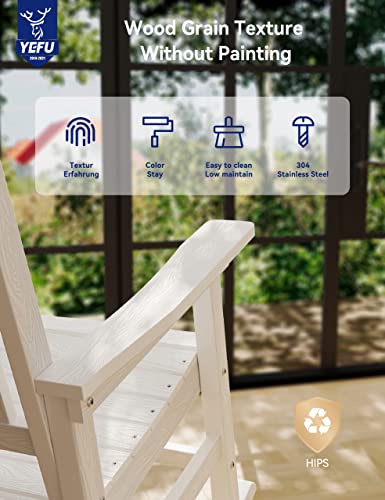 YEFU Outdoor Rocking Chair Set of 4 Heavy Duty White