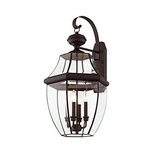 Livex Outdoor Wall Lantern with Clear Beveled Glass Shades Bronze