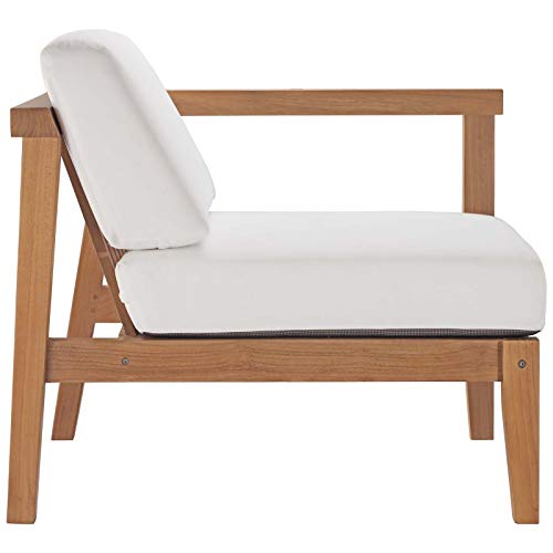 Modway Bayport Patio Teak Wood 2-Seater Loveseat Set Natural White