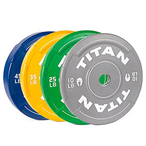 Titan Fitness 230 LB EZ-Grip Olympic Bumper Plates Set for Weightlifting and Strength Training