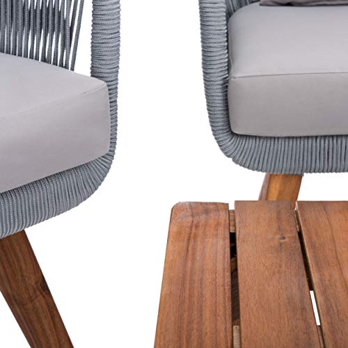 Safavieh Outdoor Prester Rope 4-Piece Patio Set with Cushions Grey/Grey