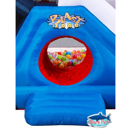 Blast Zone Shark Park Inflatable Water Park Bouncer White/Red/Blue