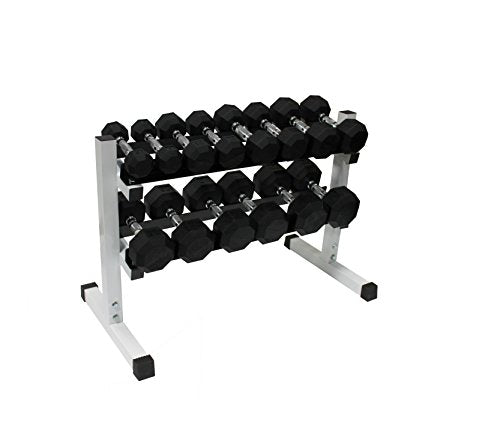 Ader Sporting Goods Rubber Dumbbells Set with Rack