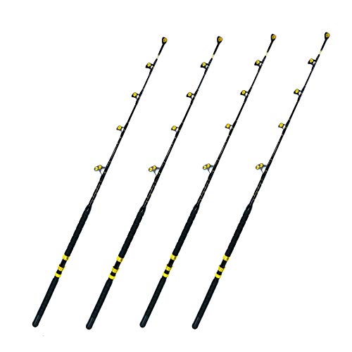 EAT MY TACKLE 80 Wide 2 Speed Fishing Reels on 130-160 lb Blue Marlin Rods (4 Pack) Black