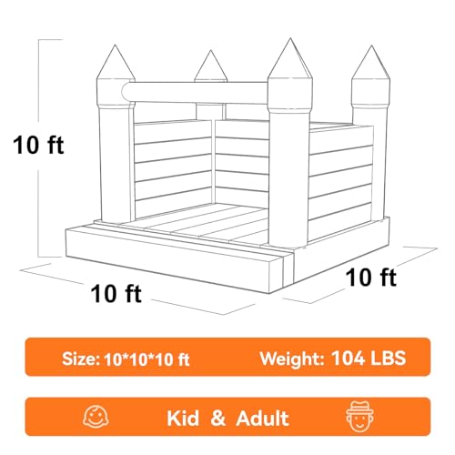 Blatesic Inflatable White Bounce House with Blower 10ft PVC Bouncy Castle