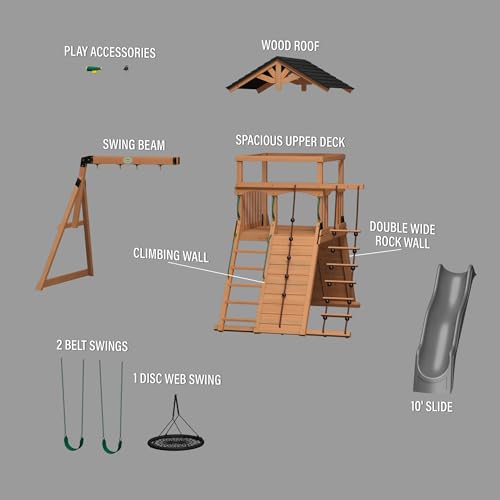 Backyard Discovery Endeavor Cedar Swing Set with Gray Wave Slide