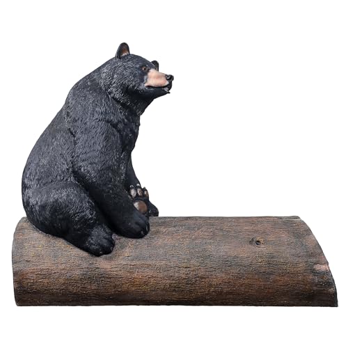 Design Toscano Black Bear on a Log Sculptural Bench 62 Inch Wide Black/Brown
