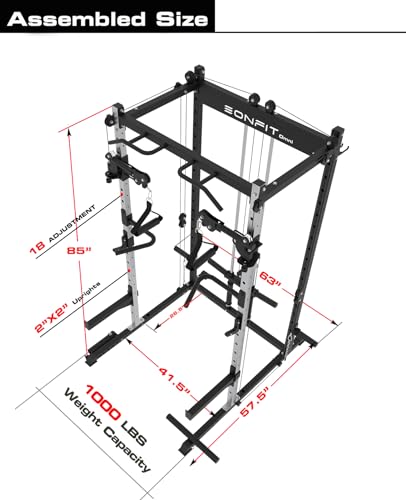EonfitOmni Power Rack with Pulley System Home Gym Pack Black