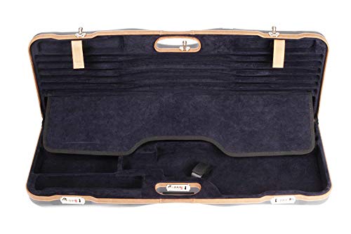 Negrini OU Deluxe High Rib Skeet Shotgun Case with Tube Set Navy/Tobacco Leather/Navy