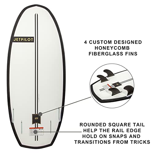 Jet Pilot Freeboard Division Black Flag Wake Surfboard 4ft 4in - EVA Traction Pads Quad (4) Fin, Carbon Fiber Base