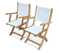 Regal Teak Teak Folding Chair with Arms Sling Seat Pair White