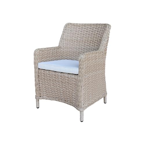 International Concepts Outdoor Wicker Patio Furniture Set with Round Table and 6 Chairs Natural
