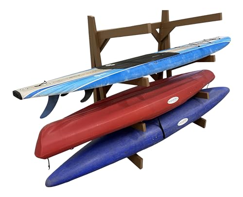Log Kayak Rack One Sided Recycled Poly Kayak Rack Weatherproof Nutmeg Brown