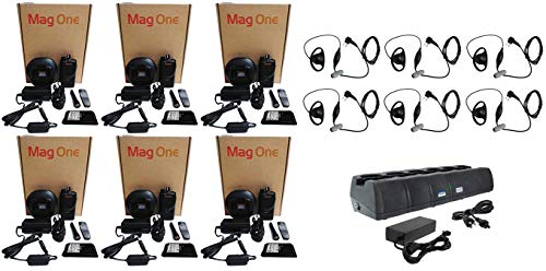 SR-Moto BPR40-U16 UHF Radio 4W 16 Channel with D-Ring Headset & Multi Unit Charger 6 Pack