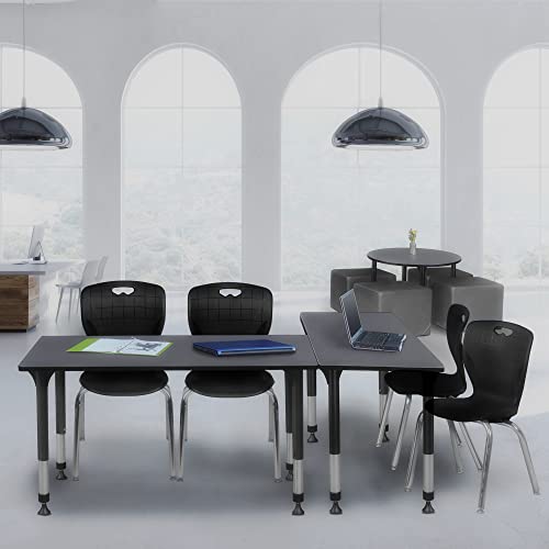Regency Height Adjustable Classroom Table Set with Andy Chairs Grey/Black