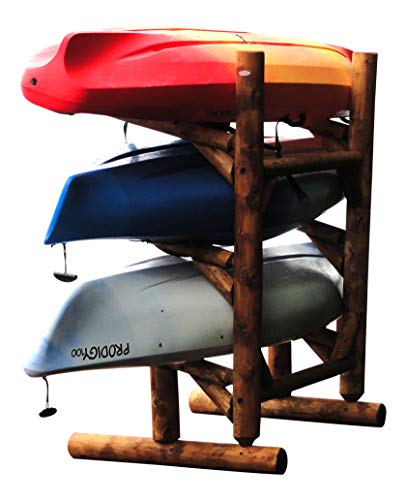 Log Kayak Rack 3-Place 1-Sided Kayak/SUPS Rack Canyon Brown