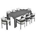 Modway Tahoe 9-Piece Outdoor Patio Dining Set Gray White