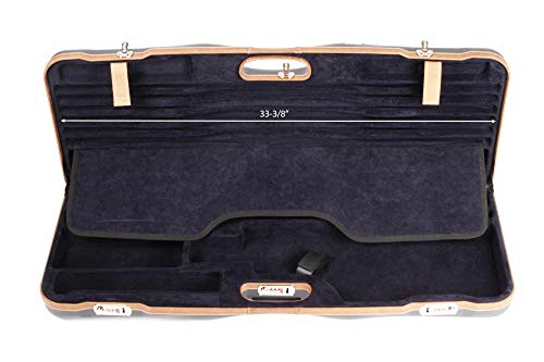 Negrini OU Deluxe High Rib Skeet Shotgun Case with Tube Set Navy/Tobacco Leather/Navy