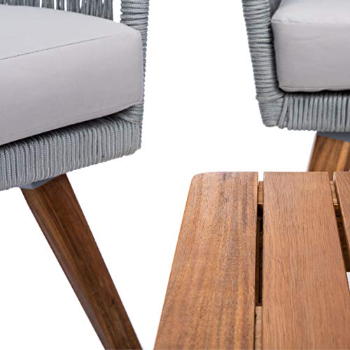 Safavieh Outdoor Velso Rope 4-Piece Patio Set with Cushions Grey/Grey
