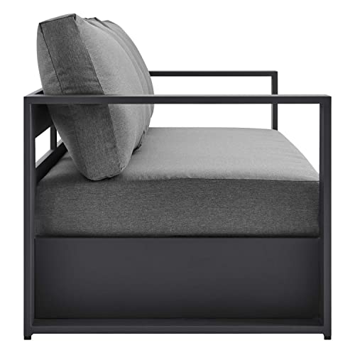 Modway Tahoe 4-Piece Fabric Powder-Coated Aluminum Outdoor Set Gray Charcoal