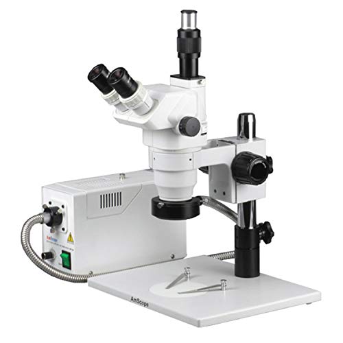 AmScope Professional Trinocular Stereo Zoom Microscope with Fiber-Optic Ring Light