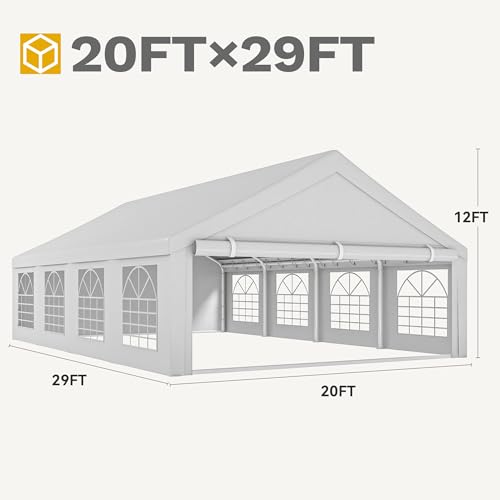 DWVO 20x30 ft Heavy Duty Party Tent with Removable Sidewalls White