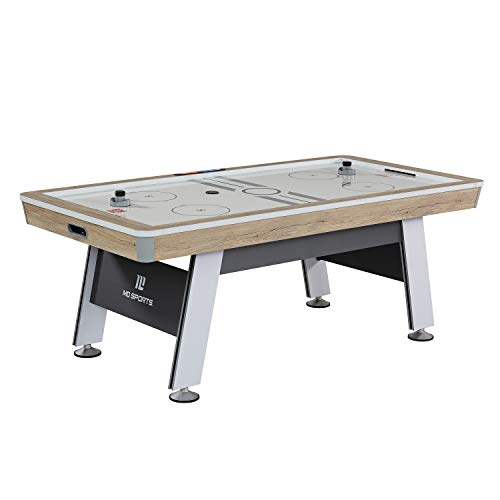 MD Sports 7' Hinsdale Air Powered Hockey Table with Pusher and Puck Set White/Gray