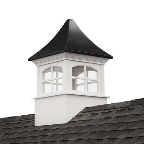Good Directions Westport Vinyl Aluminum Roof Square Cupola, 30" x 50", White and Black